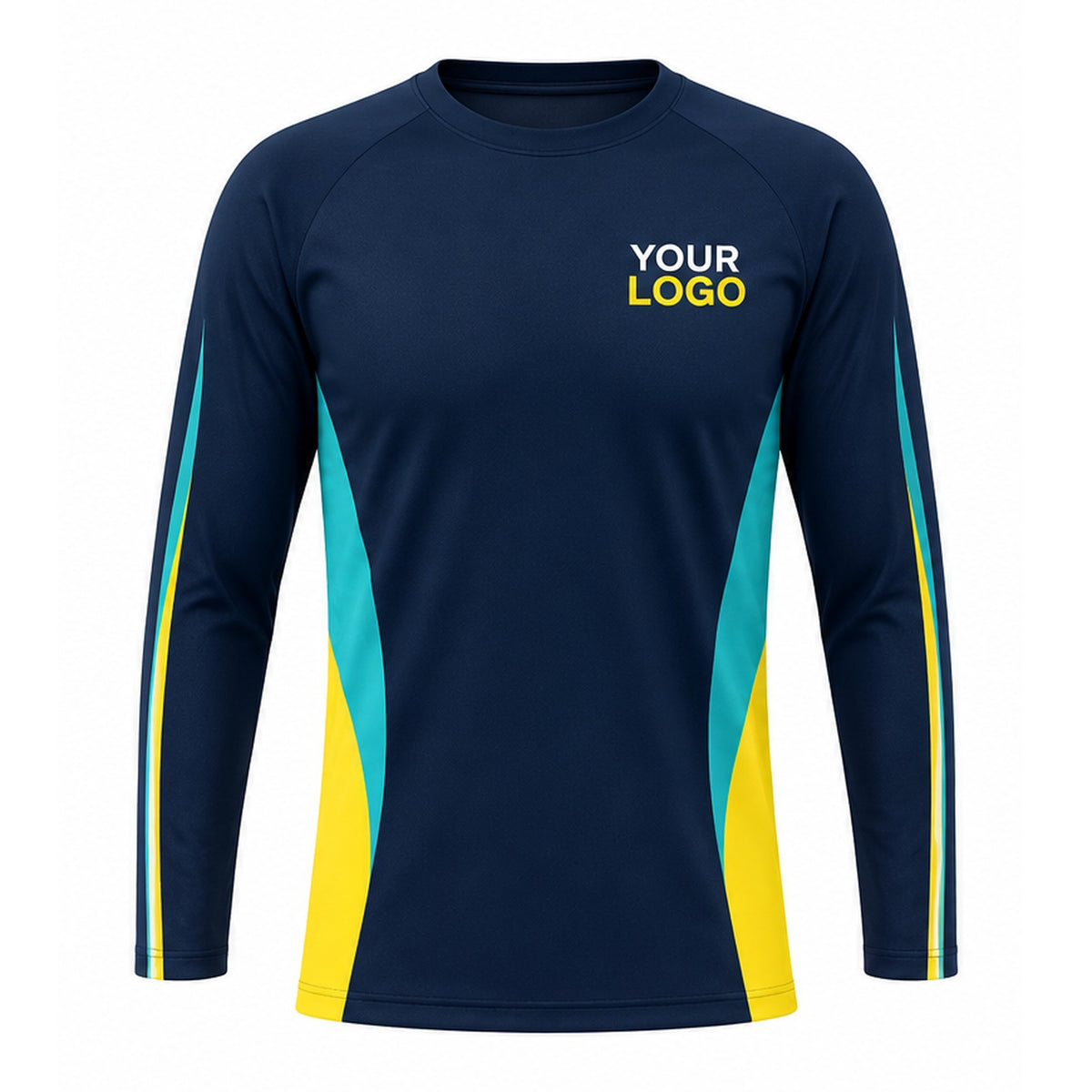 PRN039 - Custom Party Rental Shirt - Navy Teal Block Panel - front