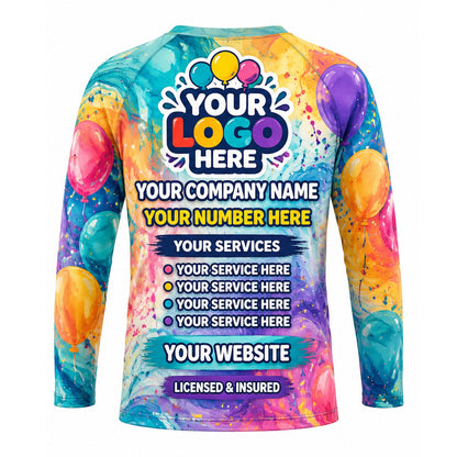 PRN041 - Custom Party Rental Shirt - Watercolor Balloon Swirl - back