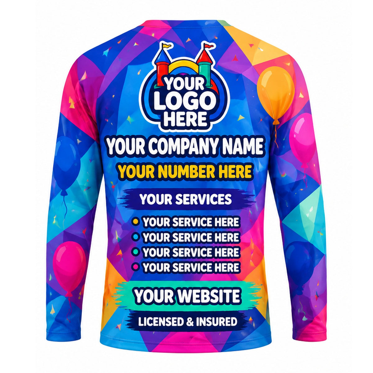 PRN042 - Custom Party Rental Shirt - Prism Confetti Abstract - back