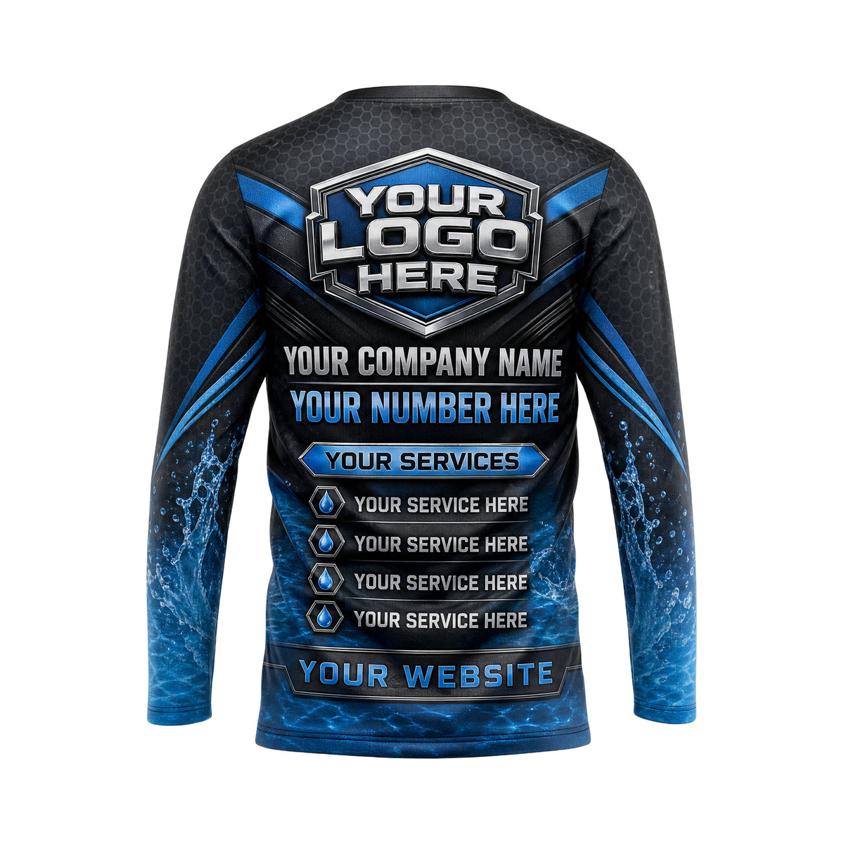 PSN001 - Custom Pool Cleaning Shirt - D3 Emblem - back