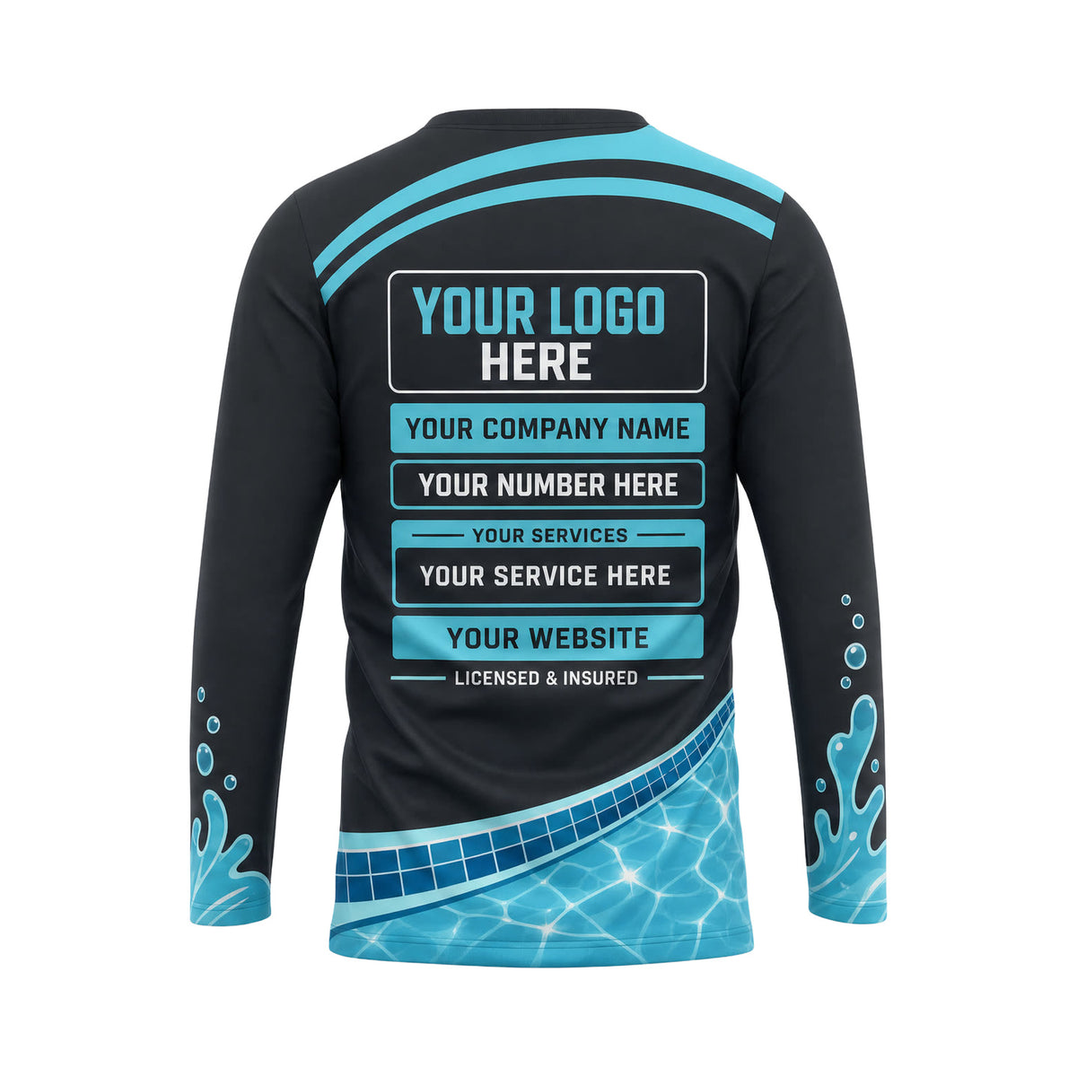 PSN015 - Custom Pool Cleaning Shirt - Double Curve Sport - back