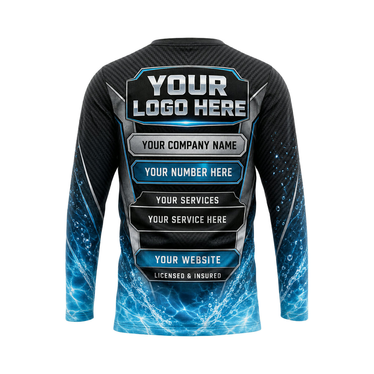 PSN018 - Custom Pool Cleaning Shirt - Center Logo Power - back