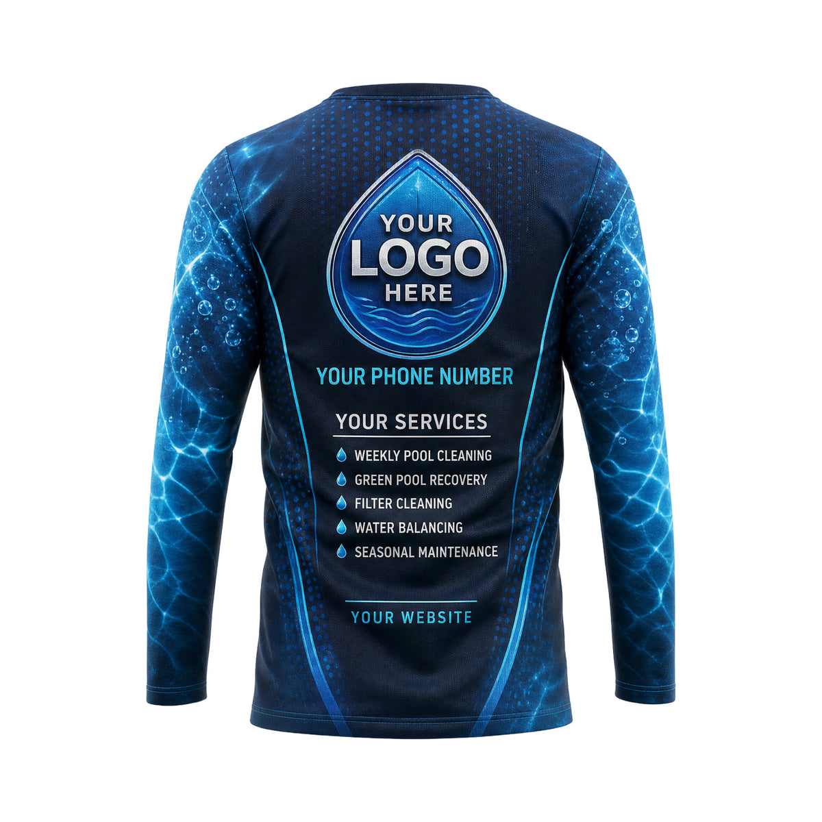 PSN032 - Custom Pool Cleaning Shirt - Electric - back