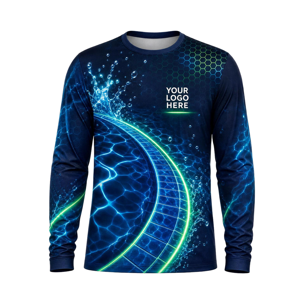 Neon Lime Pool Arc custom pool cleaning shirt PSN036 - front