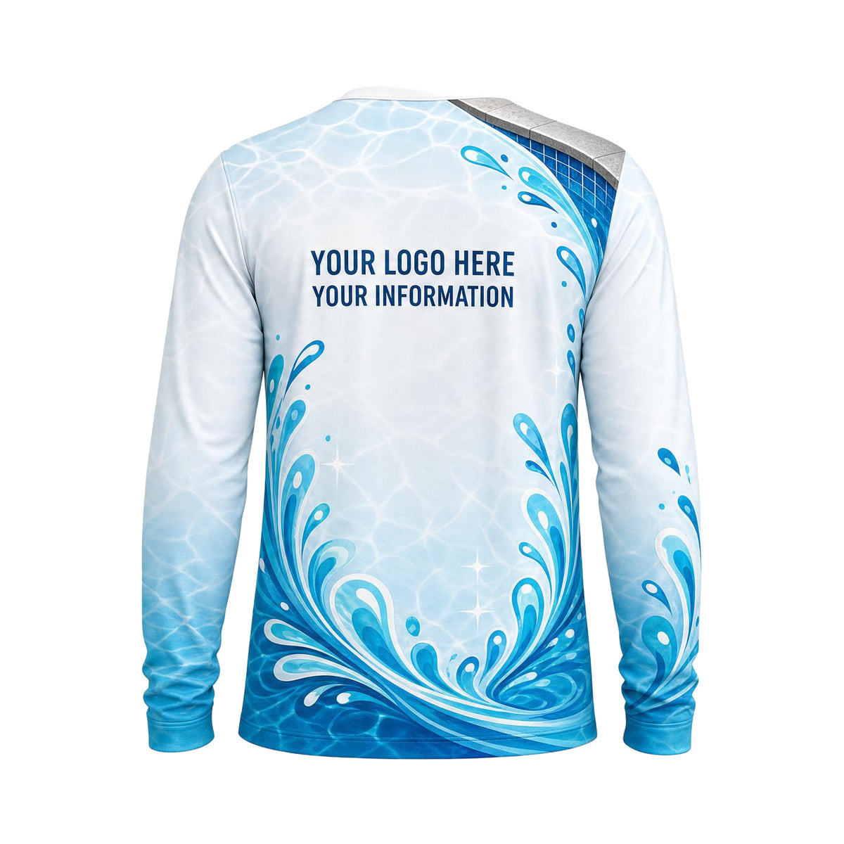 Aqua Floral Splash custom pool cleaning shirt PSN037 - back