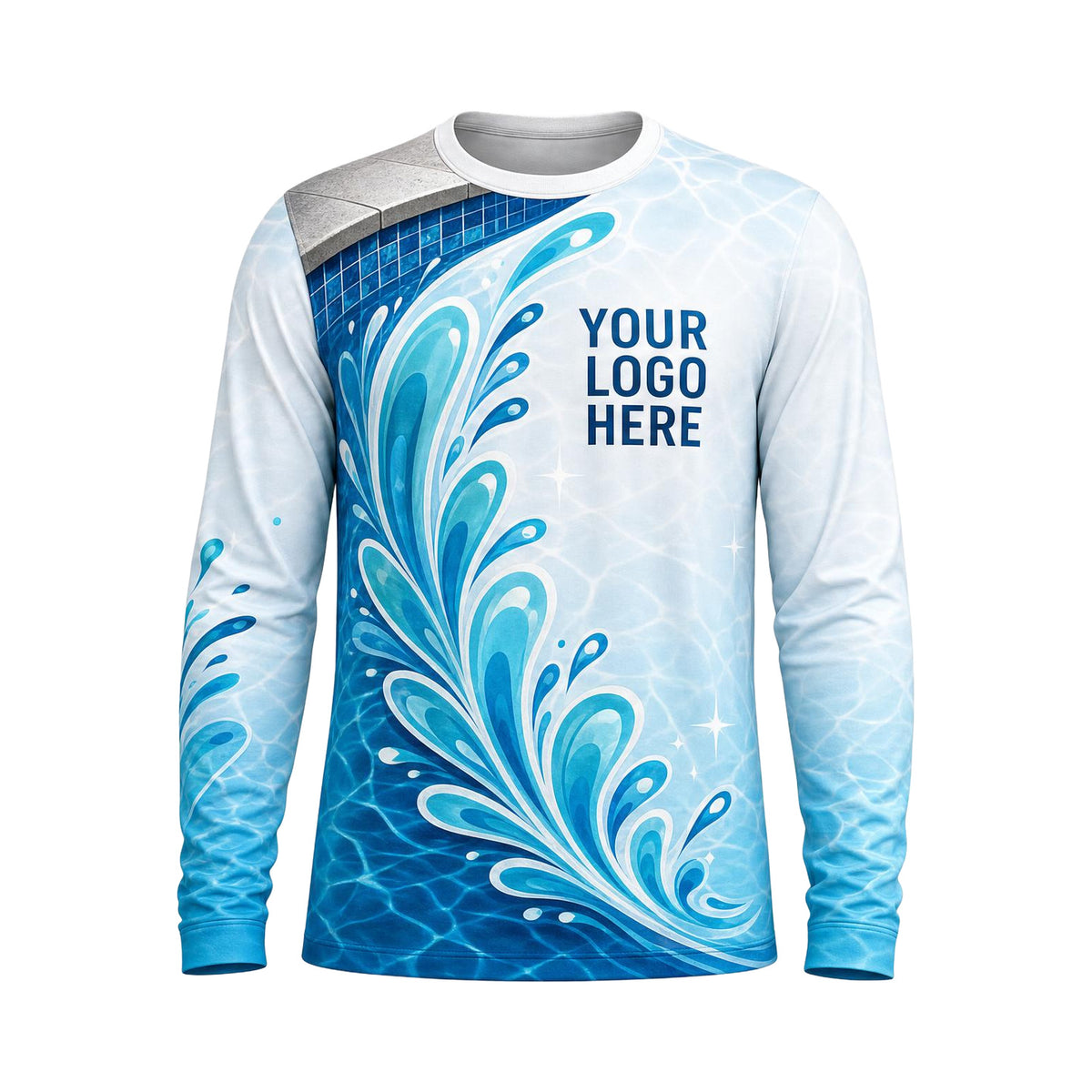 Aqua Floral Splash custom pool cleaning shirt PSN037 - front