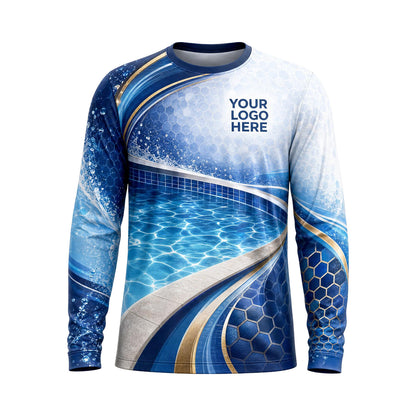 Navy Gold Pool Crest custom pool cleaning shirt PSN044 - front