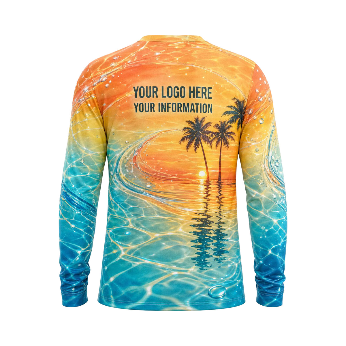 Tropical Sunset Water custom pool cleaning shirt PSN048 - back