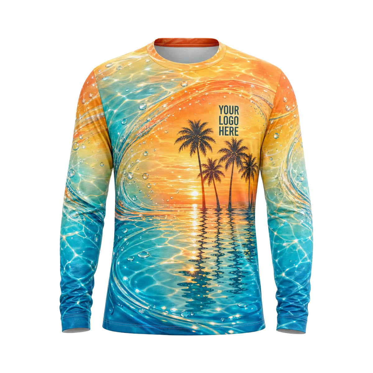 Tropical Sunset Water custom pool cleaning shirt PSN048 - front