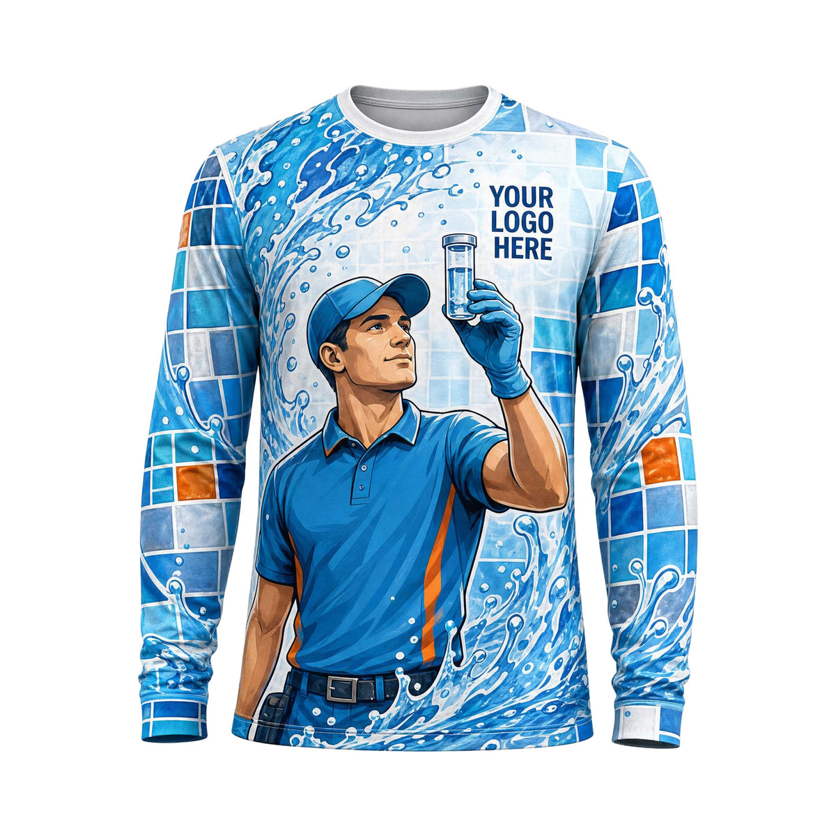 Mosaic Service Pro custom pool cleaning shirt PSN052 - front