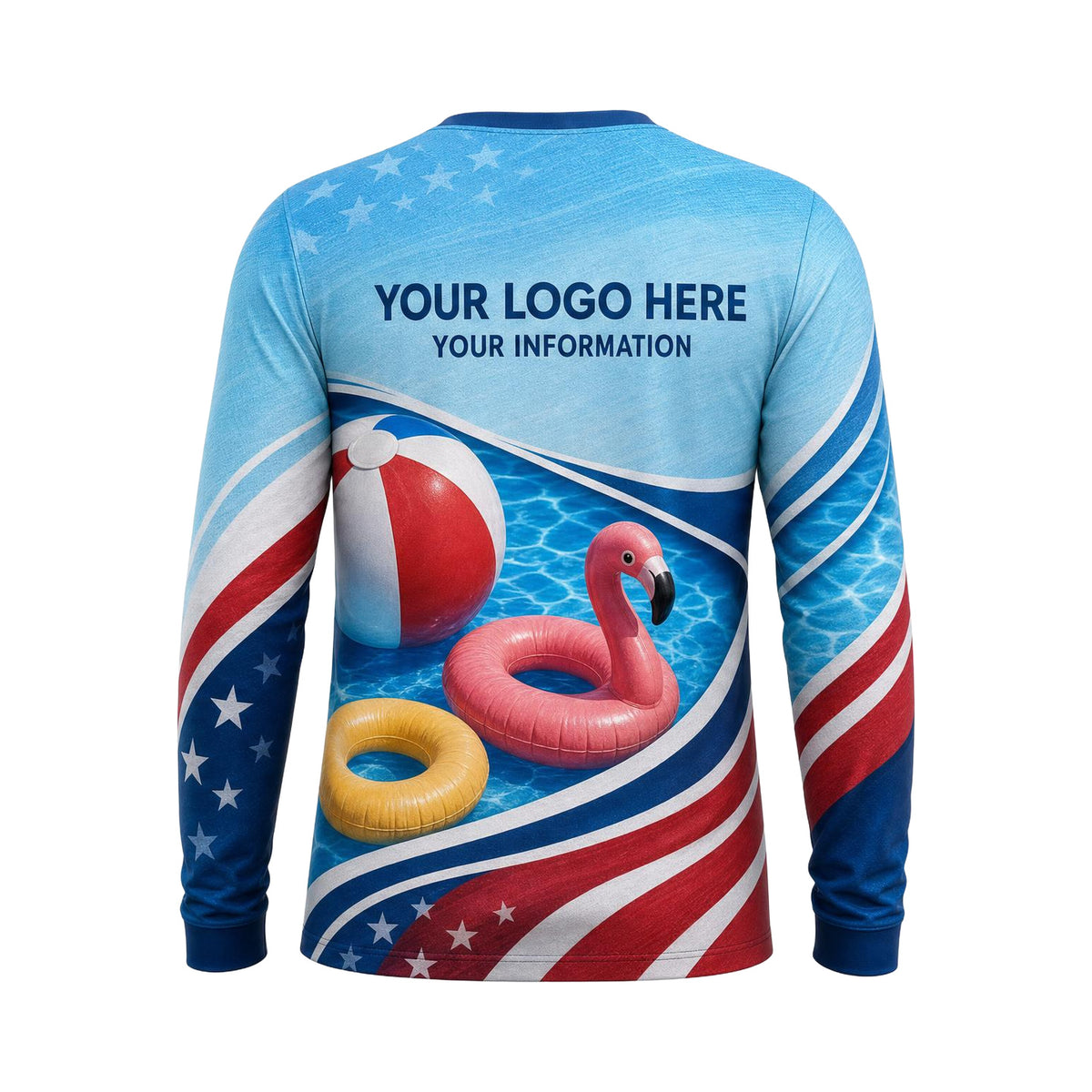 Patriot Flamingo Float custom pool cleaning shirt PSN059 - back