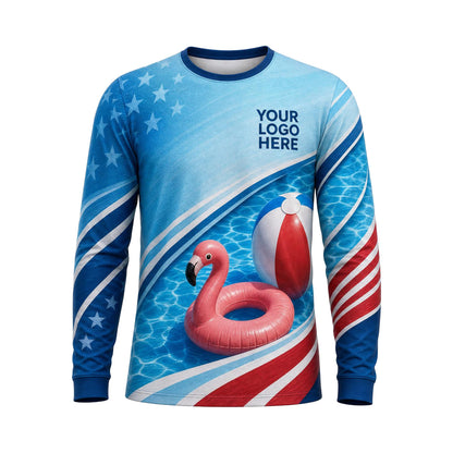 Patriot Flamingo Float custom pool cleaning shirt PSN059 - front