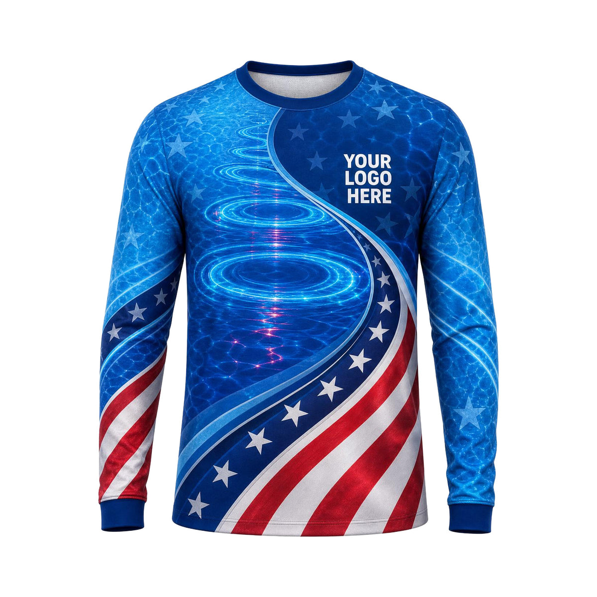 Patriot Blue Light Ring custom pool cleaning shirt PSN061 - front