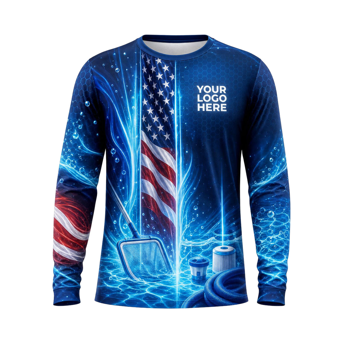Patriot Pool Brush custom pool cleaning shirt PSN065 - front