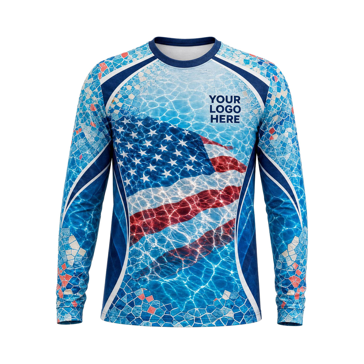 Patriot Mosaic Flag custom pool cleaning shirt PSN067 - front