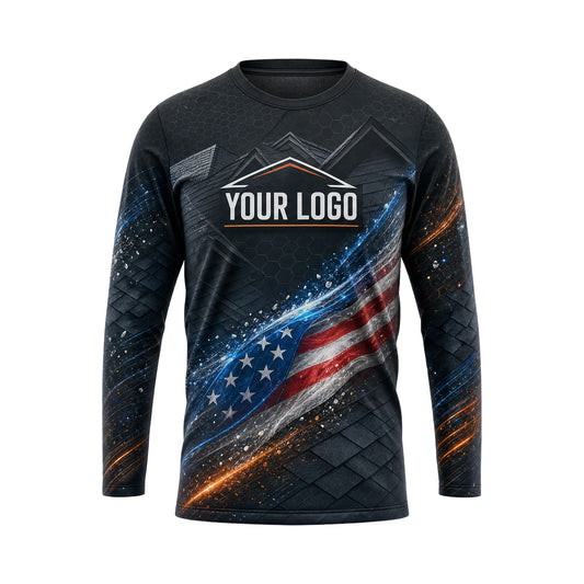 RFN034 - Custom Roofing Shirt - Diagonal Flag Energy - front