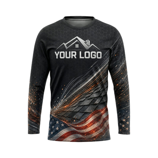 RFN035 - Custom Roofing Shirt - Lower Flag Wave - front