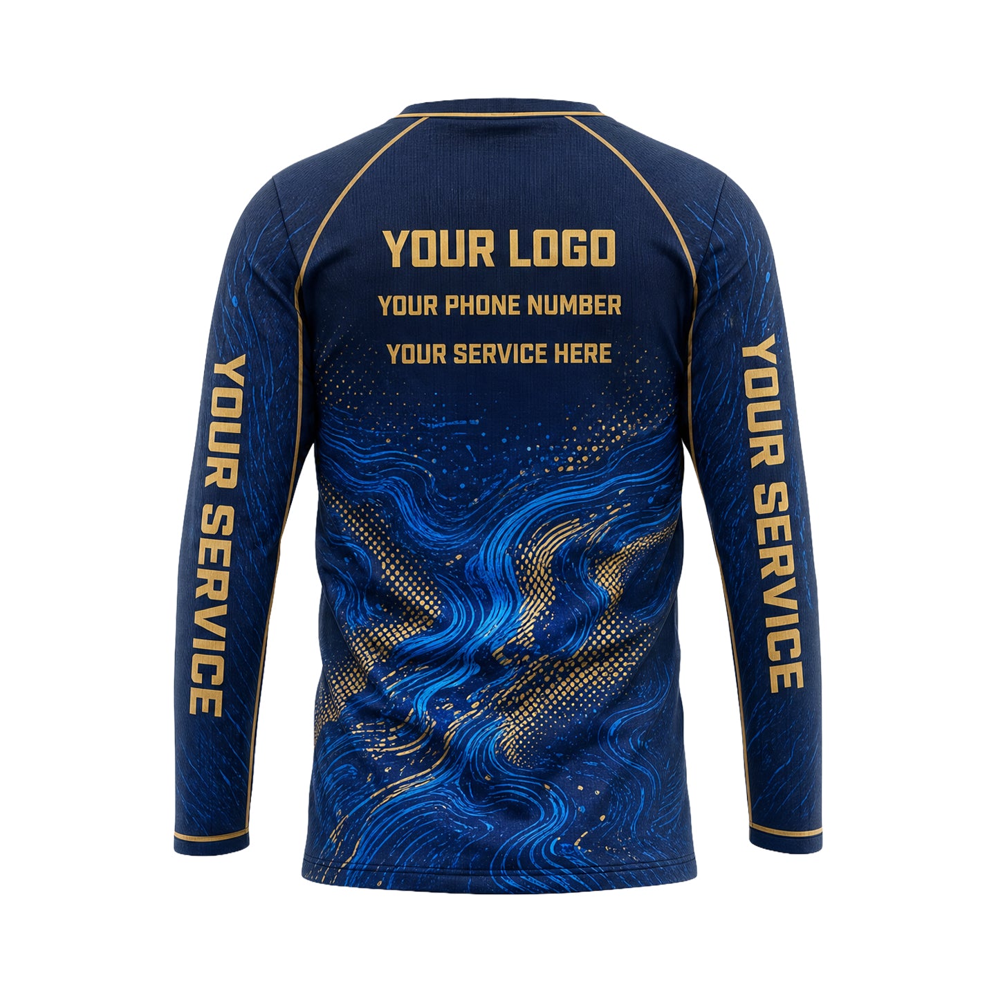Navy Gold Marbled Flow abstract print shirt PWABSV0002 - back