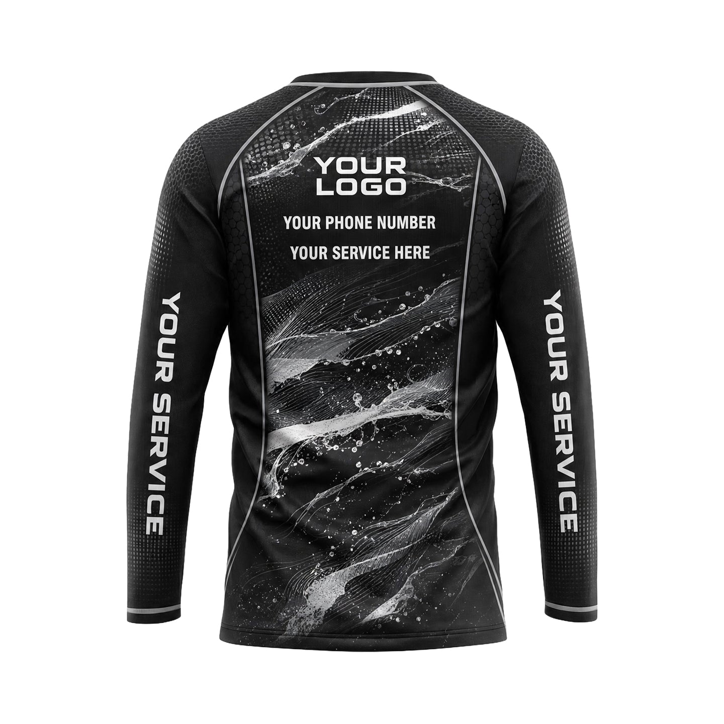Silver Splash Wave abstract print shirt PWABSV0004 - back