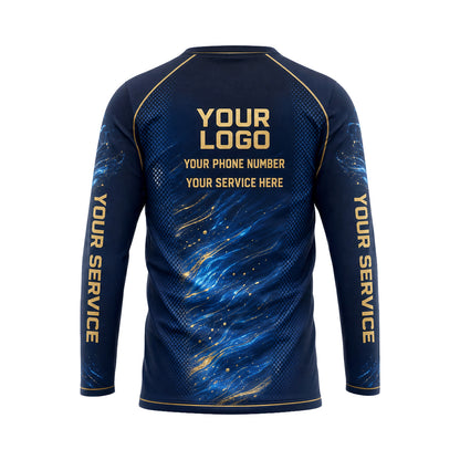 Cobalt Gold Nebula abstract print shirt PWABSV0005 - back