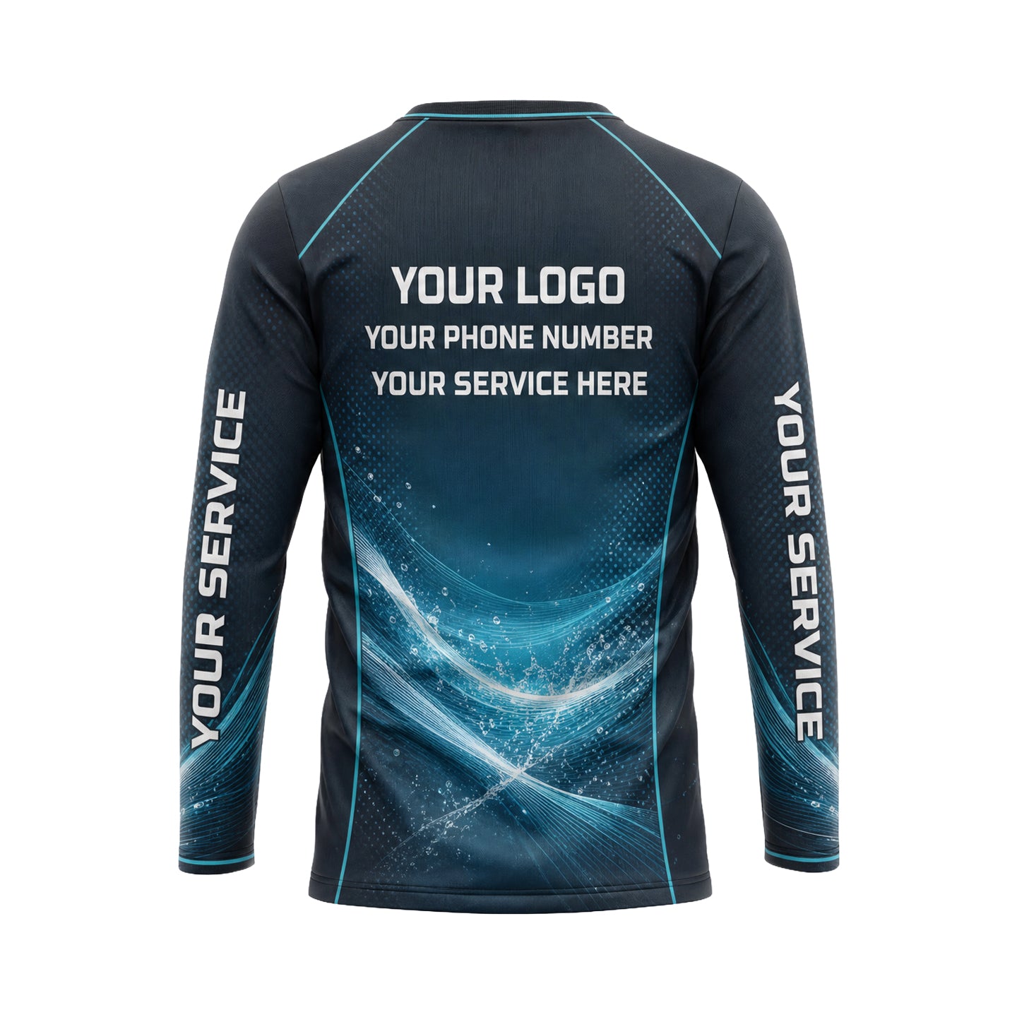 Aqua Vortex Splash abstract print shirt PWABSV0007 - back