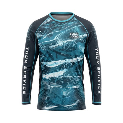 Teal Camo Current abstract print shirt PWABSV0012 - front