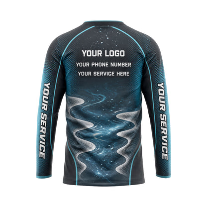 Aqua Serpentine Flow abstract print shirt PWABSV0013 - back