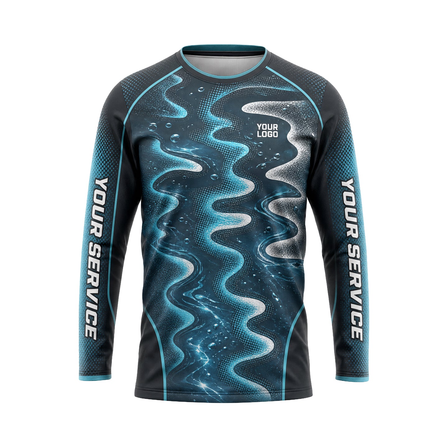 Aqua Serpentine Flow abstract print shirt PWABSV0013 - front