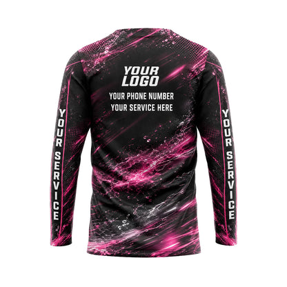 Magenta Lightning Storm abstract print shirt PWABSV0017 - back