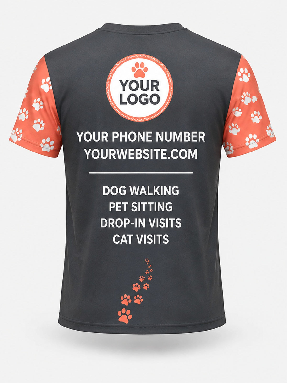 PDW005 - Custom Pet Care Shirt - Coral Leash Trail - back