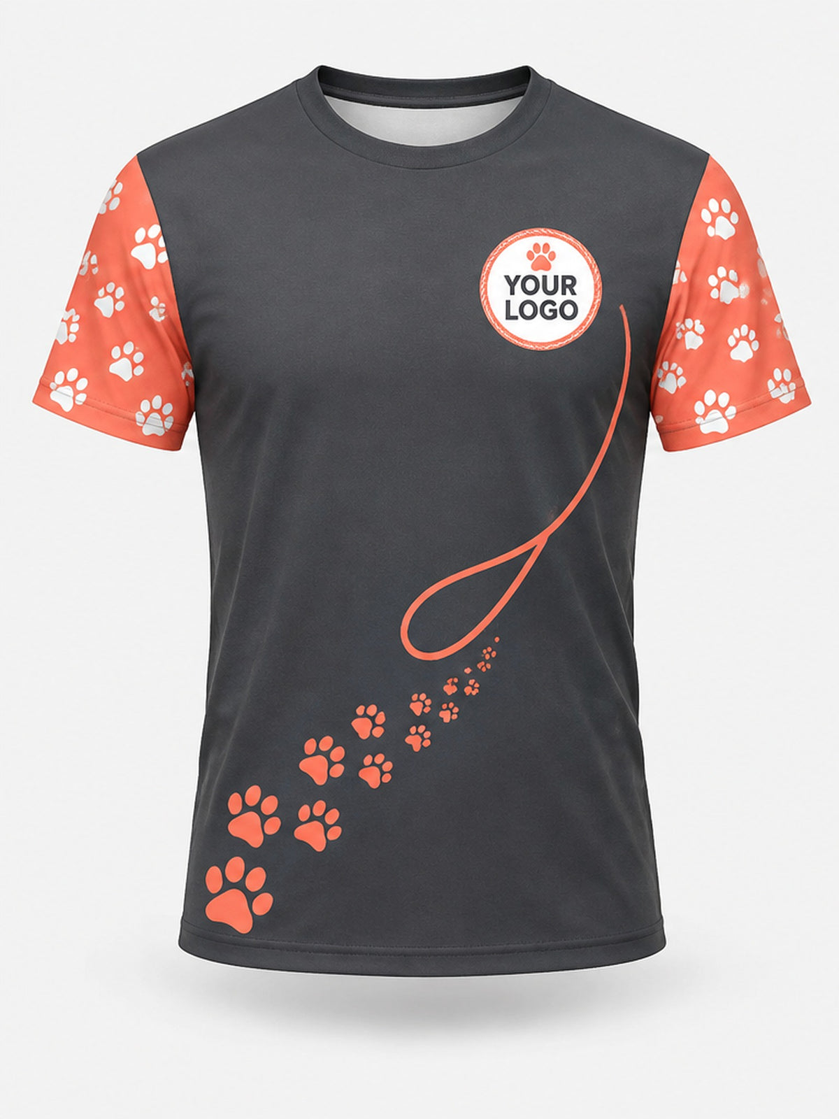 PDW005 - Custom Pet Care Shirt - Coral Leash Trail - front