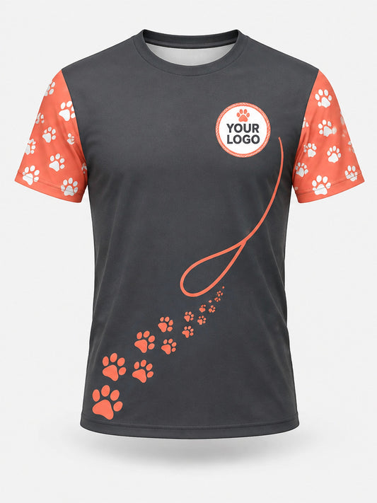 PDW005 - Custom Pet Care Shirt - Coral Leash Trail - front