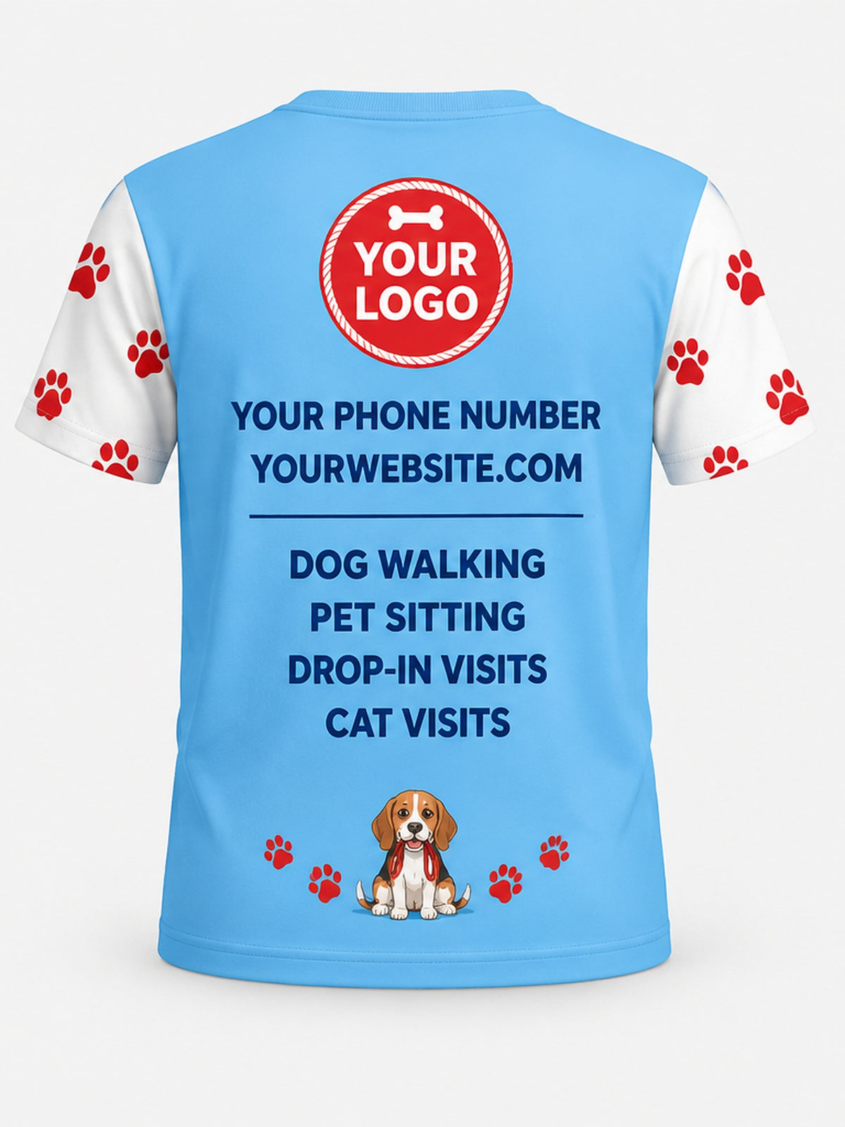 PDW006 - Custom Pet Care Shirt - Beagle Leash Buddy - back