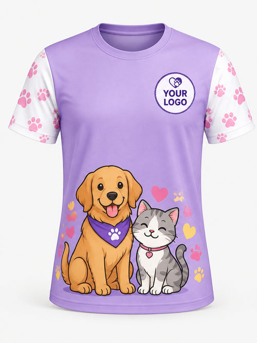 PDW008 - Custom Pet Care Shirt - Dog and Cat Buddies - front