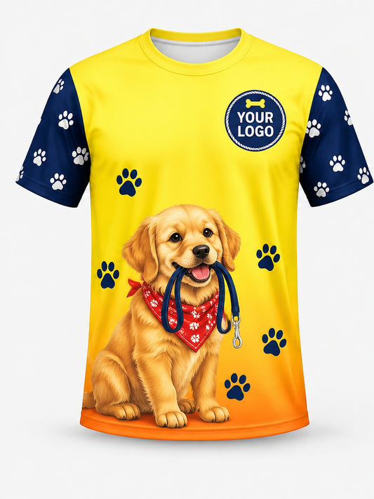 PDW010 - Custom Pet Care Shirt - Golden Pup Leash - front