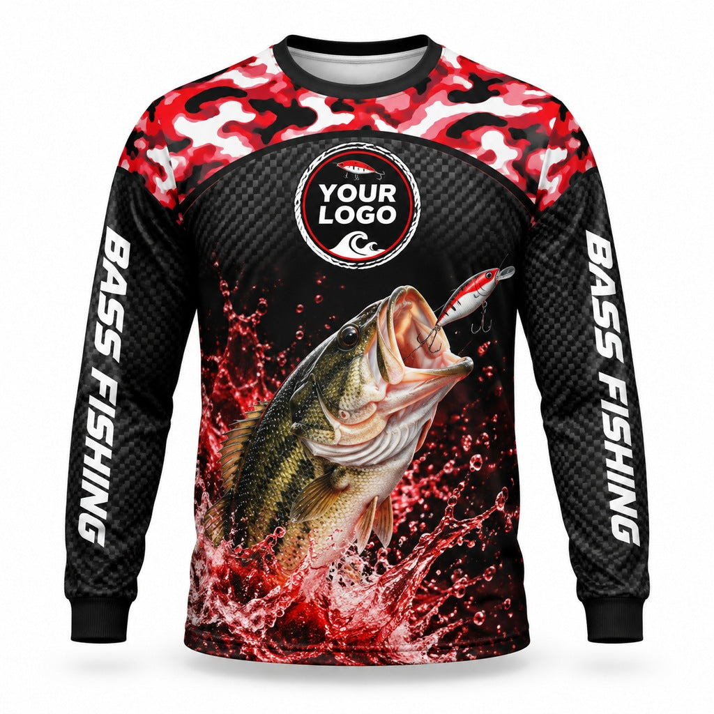 FG001 - Custom Fishing Guide Shirt - Red Camo Carbon - front