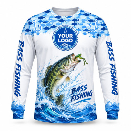 FG003 - Custom Fishing Guide Shirt - Blue Fish Camo - front