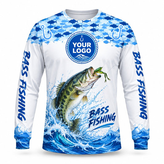 FG003 - Custom Fishing Guide Shirt - Blue Fish Camo - front