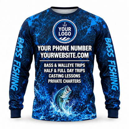 FG007 - Custom Fishing Guide Shirt - Dark Grunge Blue - back
