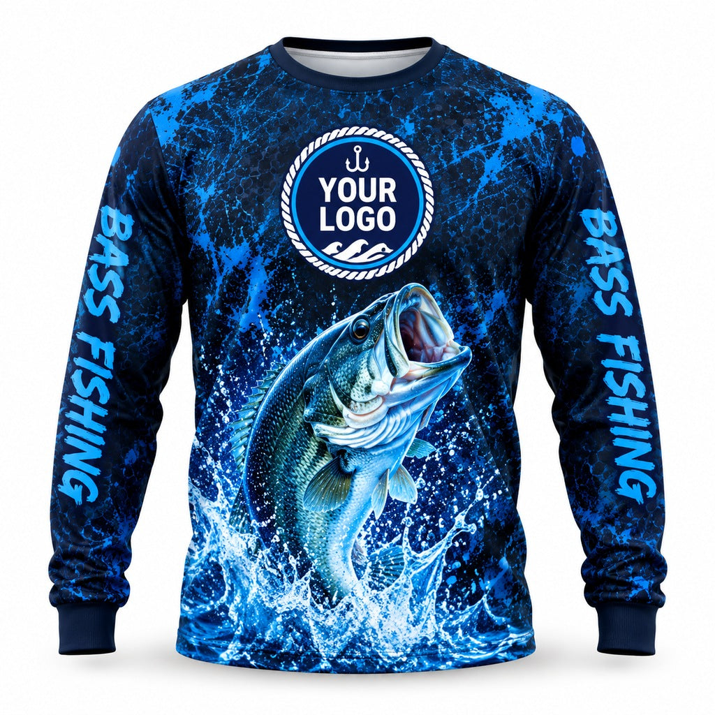 FG007 - Custom Fishing Guide Shirt - Dark Grunge Blue - front