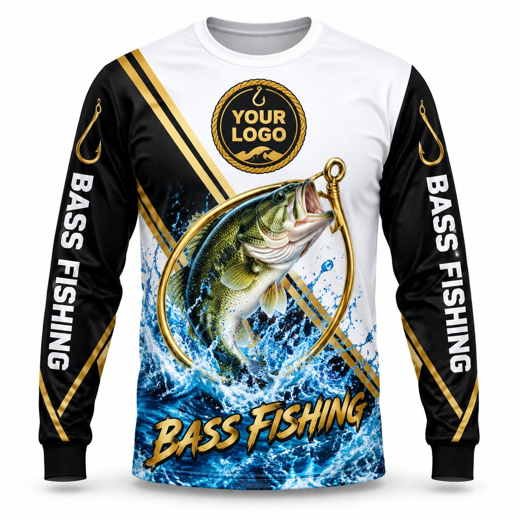 FG008 - Custom Fishing Guide Shirt - Gold Hook Ring - front