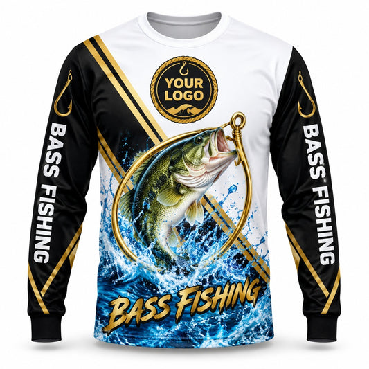 FG008 - Custom Fishing Guide Shirt - Gold Hook Ring - front