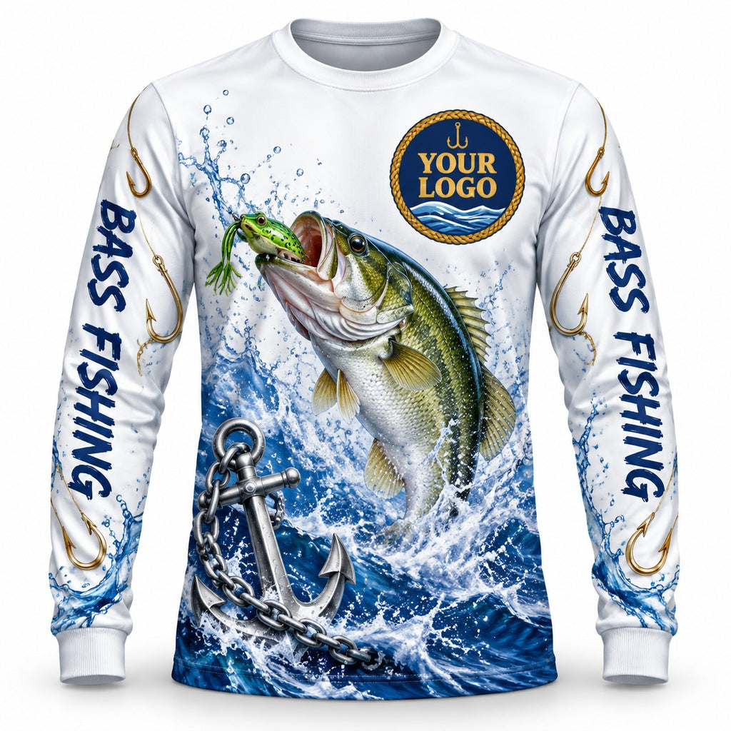 FG009 - Custom Fishing Guide Shirt - Anchor Ocean Splash - front