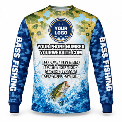 FG011 - Custom Fishing Guide Shirt - Hex Camo Victory - back