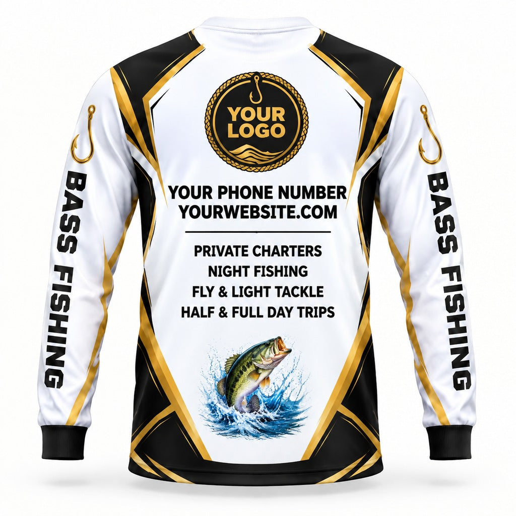 FG012 - Custom Fishing Guide Shirt - Gold Boat Panel - back