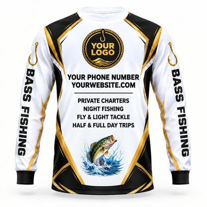 FG012 - Custom Fishing Guide Shirt - Gold Boat Panel - back