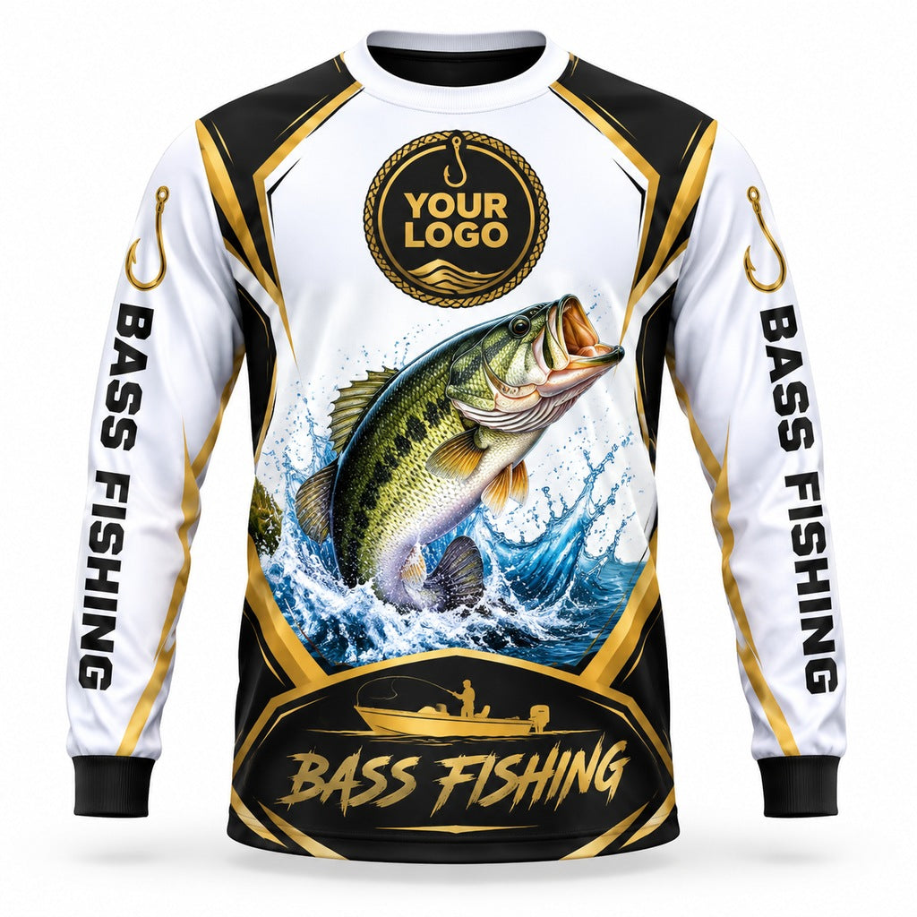 FG012 - Custom Fishing Guide Shirt - Gold Boat Panel - front