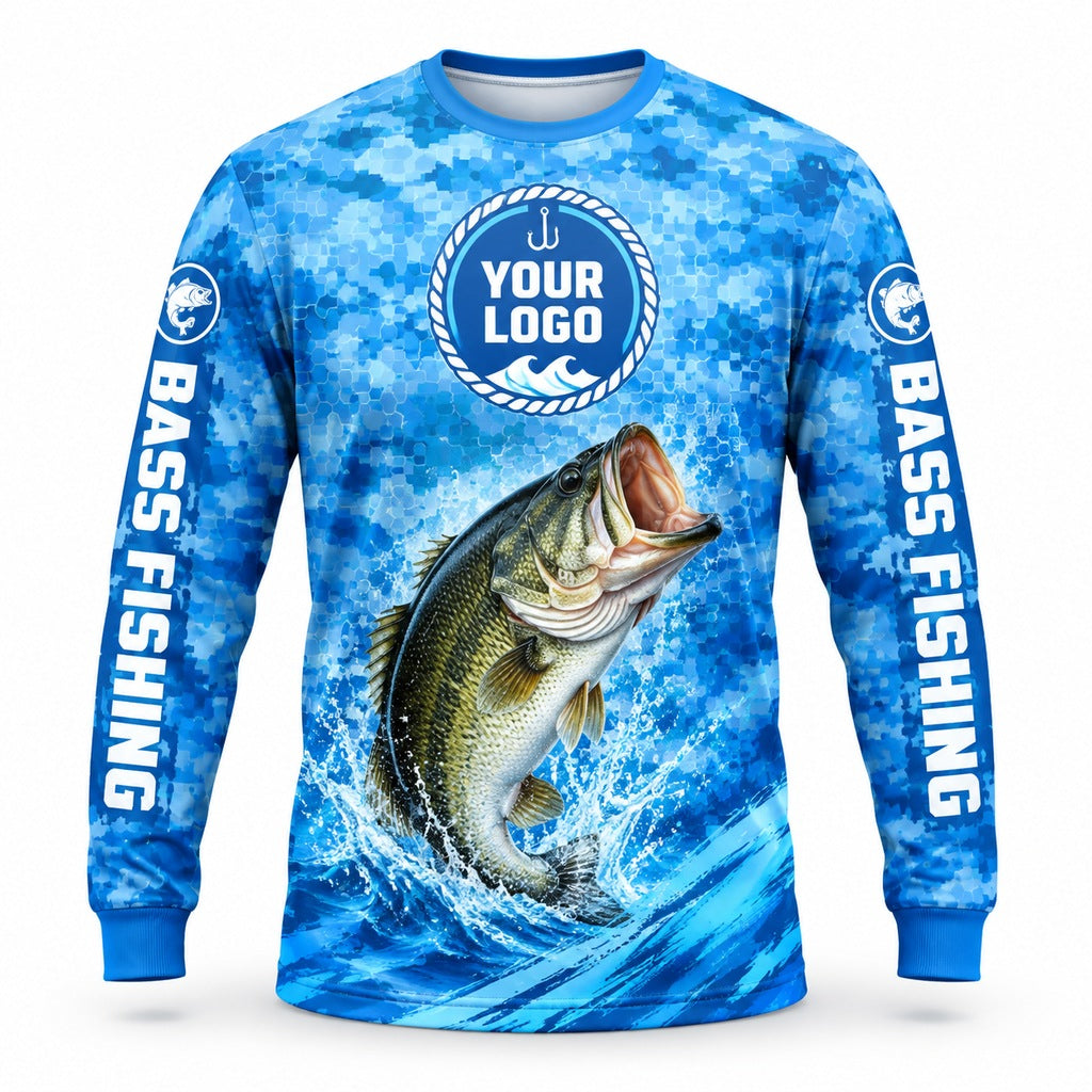 FG013 - Custom Fishing Guide Shirt - Blue Wave Camo - front