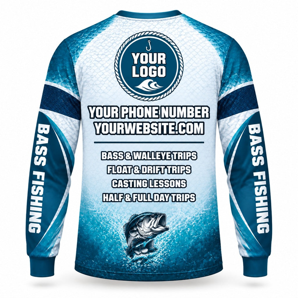 FG016 - Custom Fishing Guide Shirt - Big Fin Teal - back
