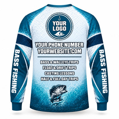 FG016 - Custom Fishing Guide Shirt - Big Fin Teal - back